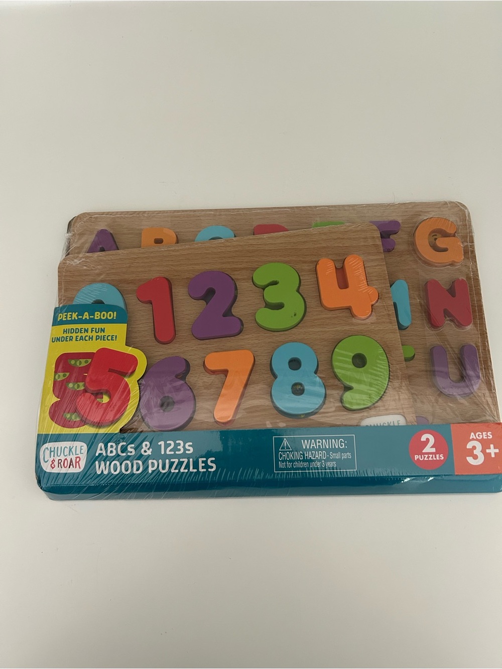 Chuckle & Roar ABCs & 123s Wood Puzzles - Colorful Numbers and Letter -2 Puzzles